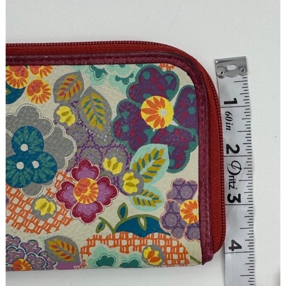 Fossil Floral Print Wristlet Wallet With Red Strap & Zipper Closure - Picture 11 of 13